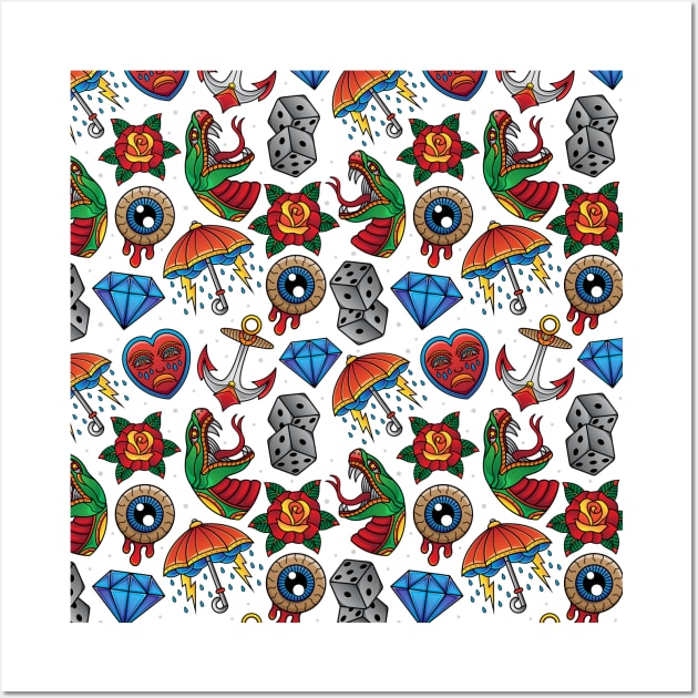 Dice Flower Eye Umbrella Snake Pattern Wall Art by Mako Design 